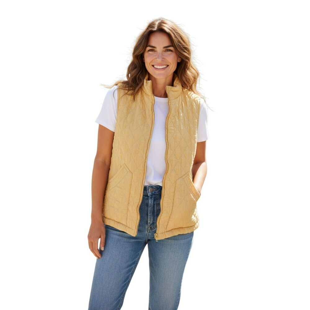 Kiko Comfort Jacket Women’s Large Full Zip Vest Yellow Casual Ladies# 263kiko